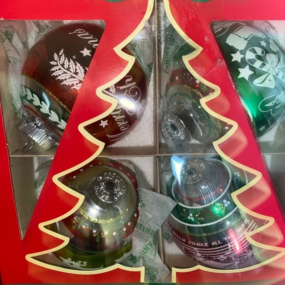 4 Christopher Radko Shiny Brite HOLIDAY SPLENDOR  4" FLOCKED GLASS ORNAMENTS - Picture 5 of 10
